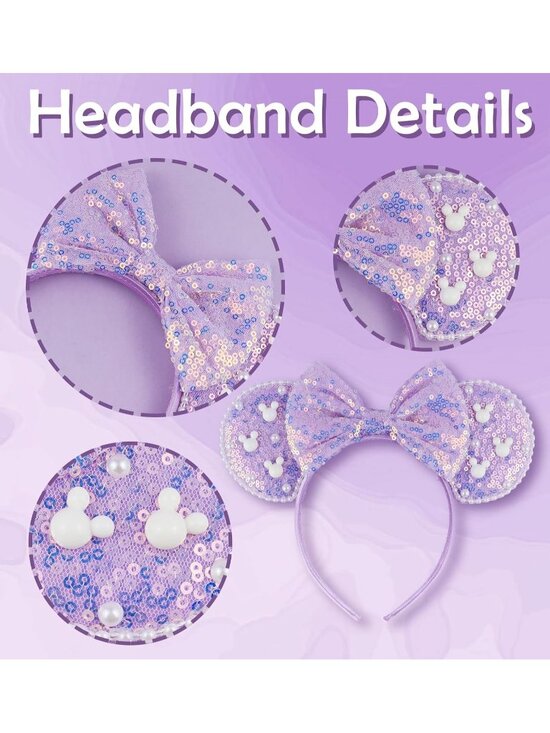 Women Purple Polyester Velvet Mickey Mouse Halloween Costume Headband main image 5